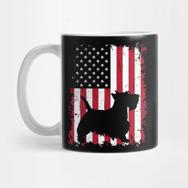 Dog Scottish Terrier Dog USA Flag Patriotic 4th of July 722 paws by Olegpavlovmmo